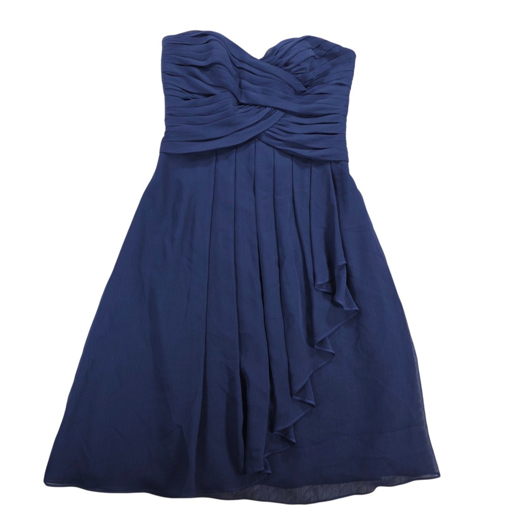 David's Bridal Ruched Strapless Marine‎ Blue Cocktail Dress Marine 2 Women